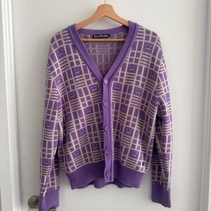 Acne Studios Purple Plaid Women's Cardigan